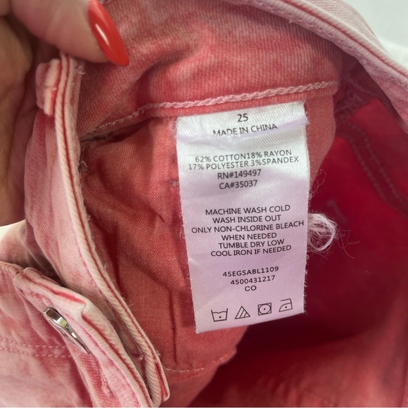 Sam Edelman The Stiletto High Rise Waist Crop Raw Hem Jeans Coral Tart‎ Size 25 - Picture 9 of 12